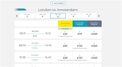 eurostar train tickets london to amsterdam